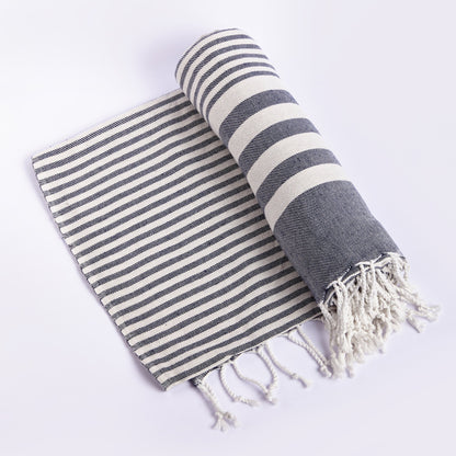 Fethiye Striped Blanket Throw – Blue