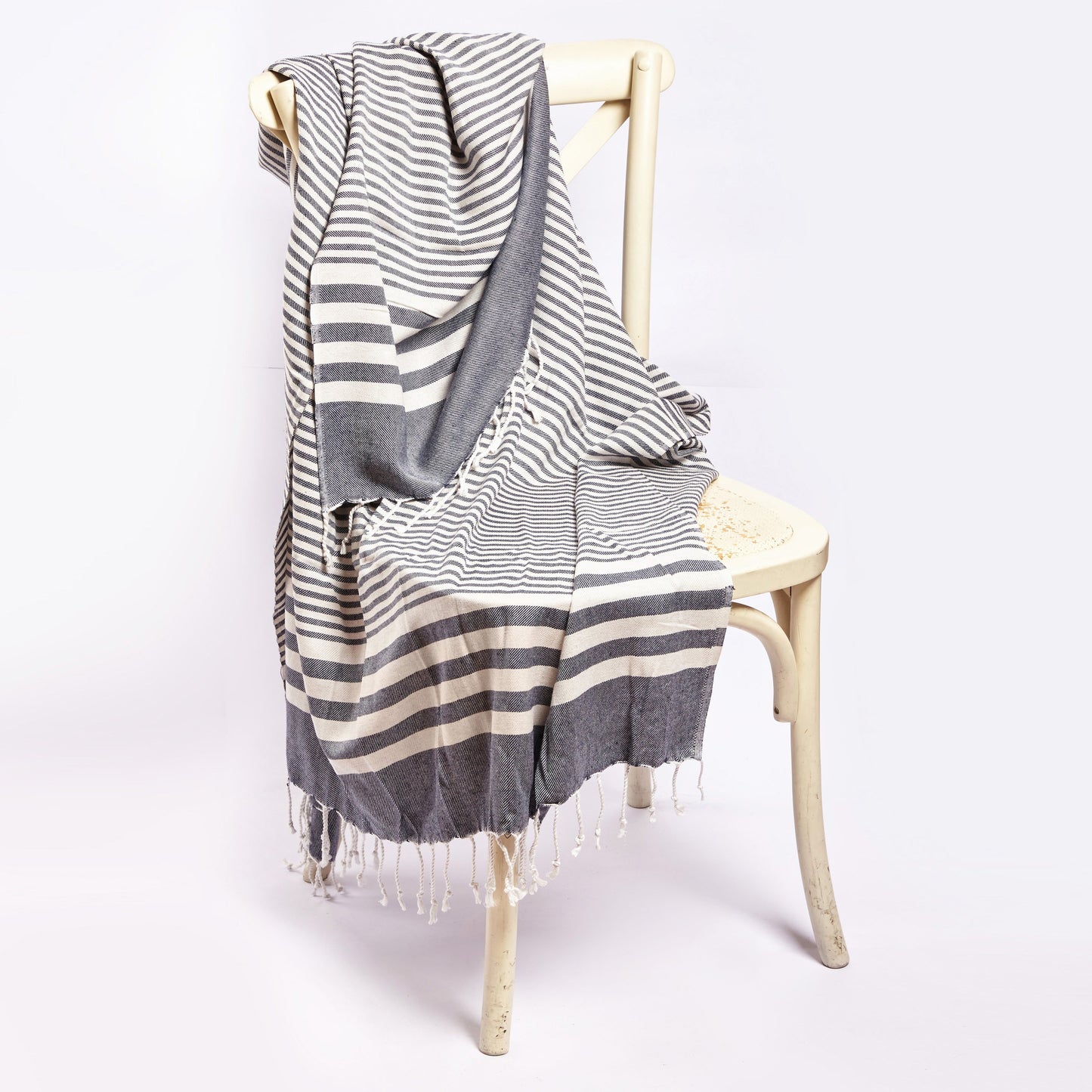 Fethiye Striped Blanket Throw – Blue