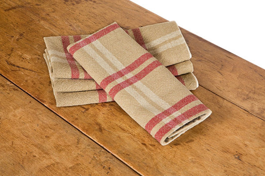Natural Linen Check Kitchen Towels – Set of 4