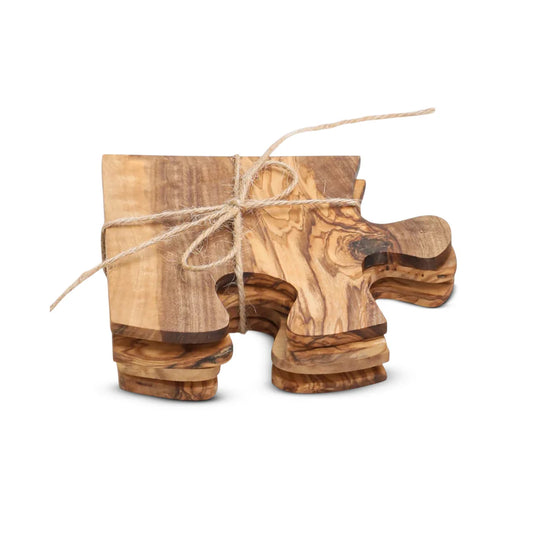 Olive Wood Puzzle Coasters – Set of 4