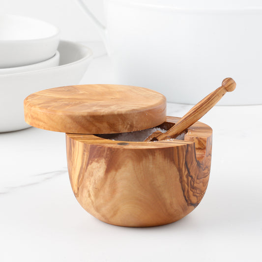 Olive Wood Salt Cellar & Scoop