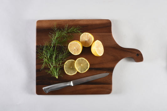 Acacia Square Serving & Cutting Board with Handle – 16"